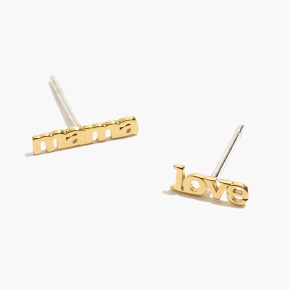 New MADEWELL Delicate Collection Demi-Fine 14k Plate Mismatch Mama Stud Earrings - Picture 1 of 3